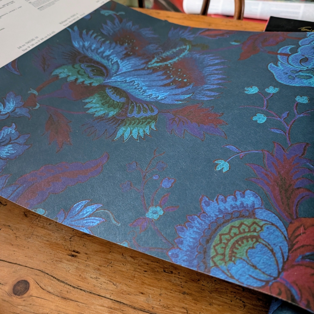 Majorelle Blue and Green Floral Wallpaper